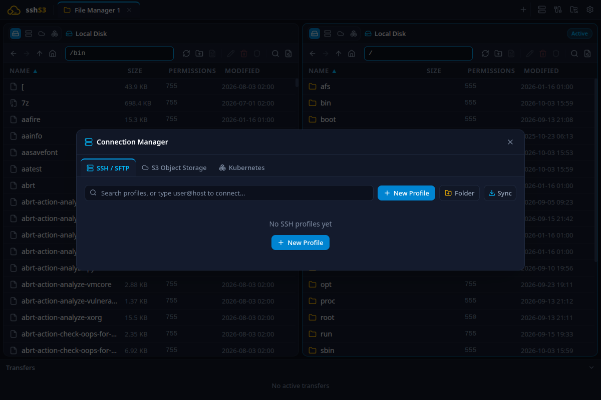 sshs3 Welcome Interface