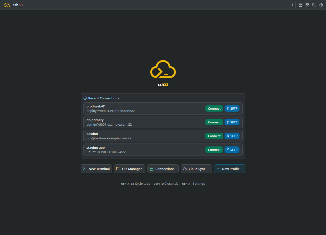 sshs3 Welcome Interface