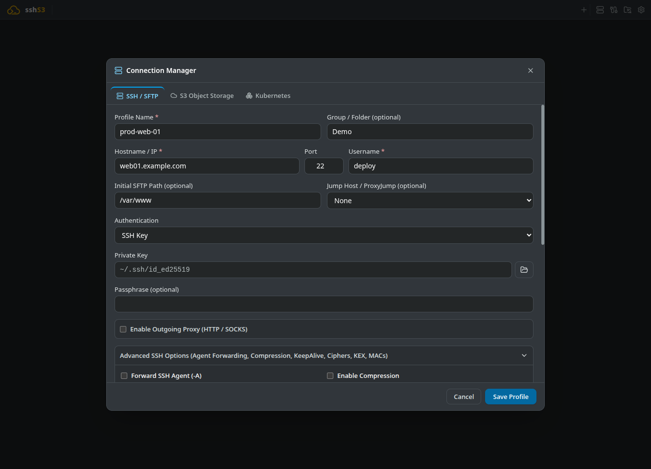 Advanced SSH Parameters