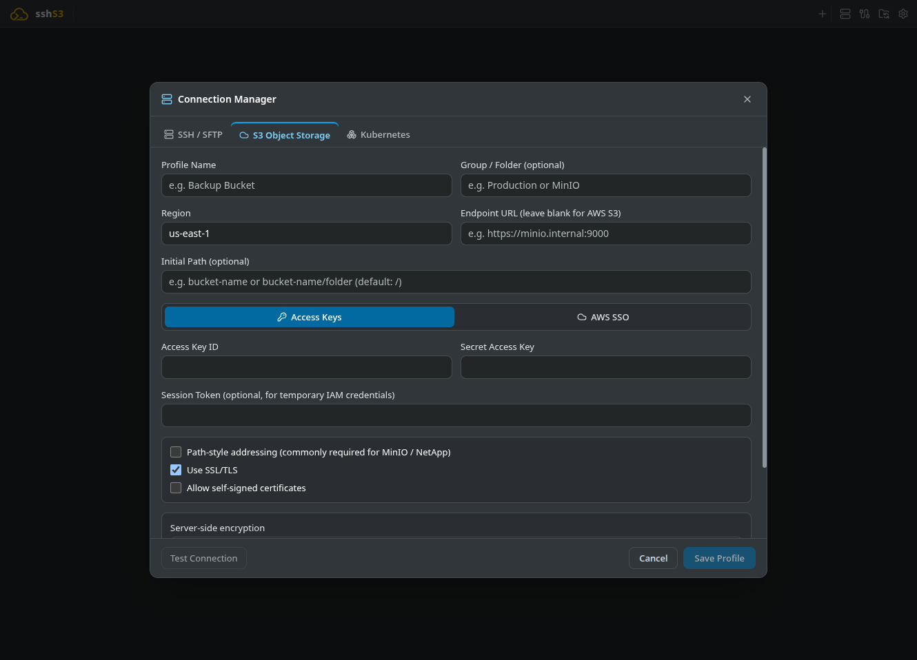S3 Profile Configuration